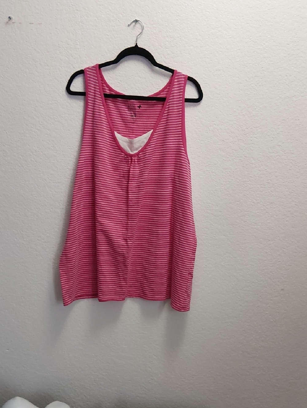 Just My Size Pink & White Striped Scoop Tank